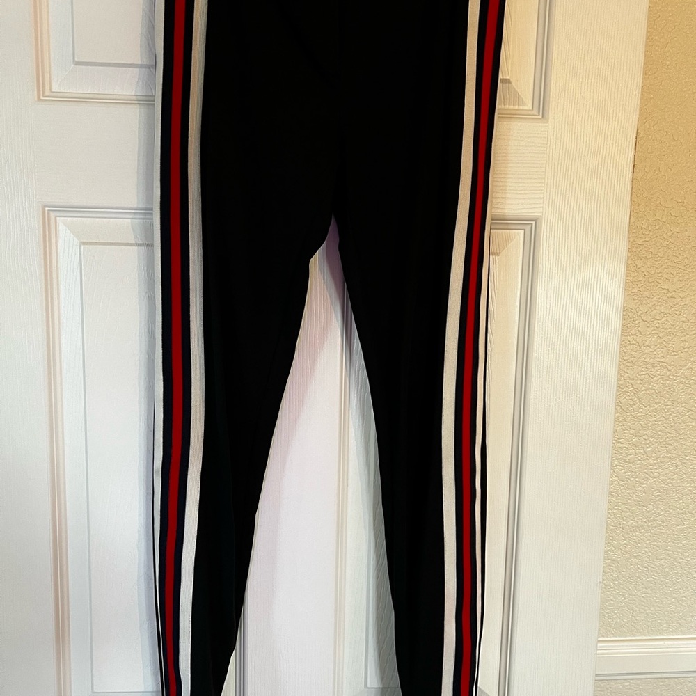 Gucci Black Leggings with‎ Red and White Stripes